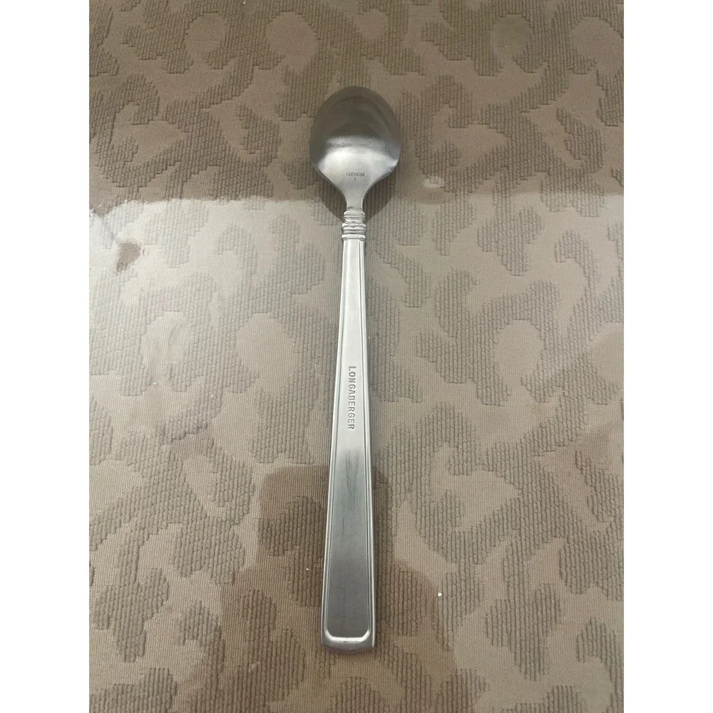 Longaberger Stainless Steel Iced Tea Spoon Long Handle Flatware Indonesia Silver